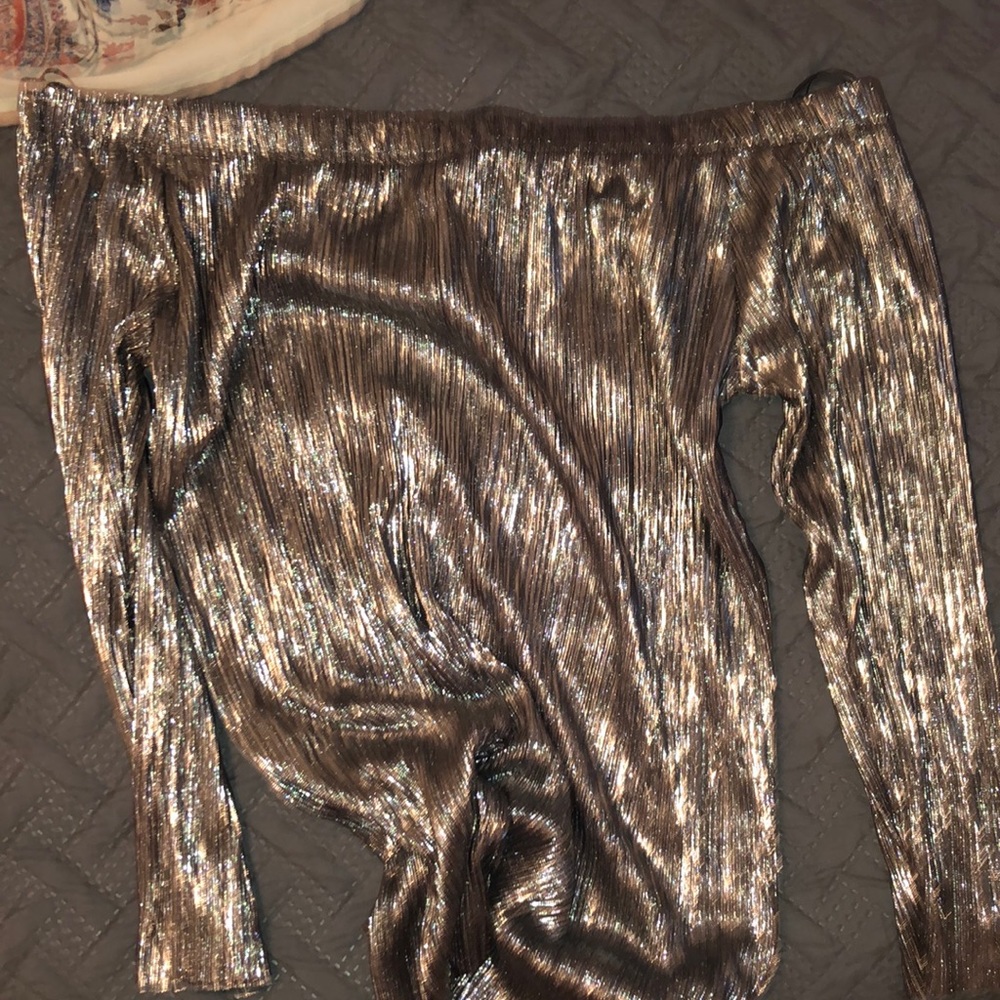 Beautiful shiny off the shoulder top.